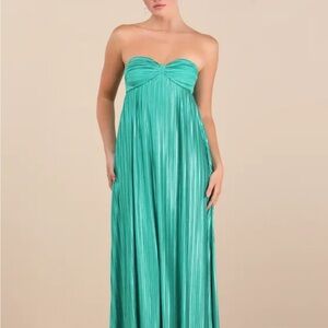 Lulus Green Strapless Dress LARGE NWT